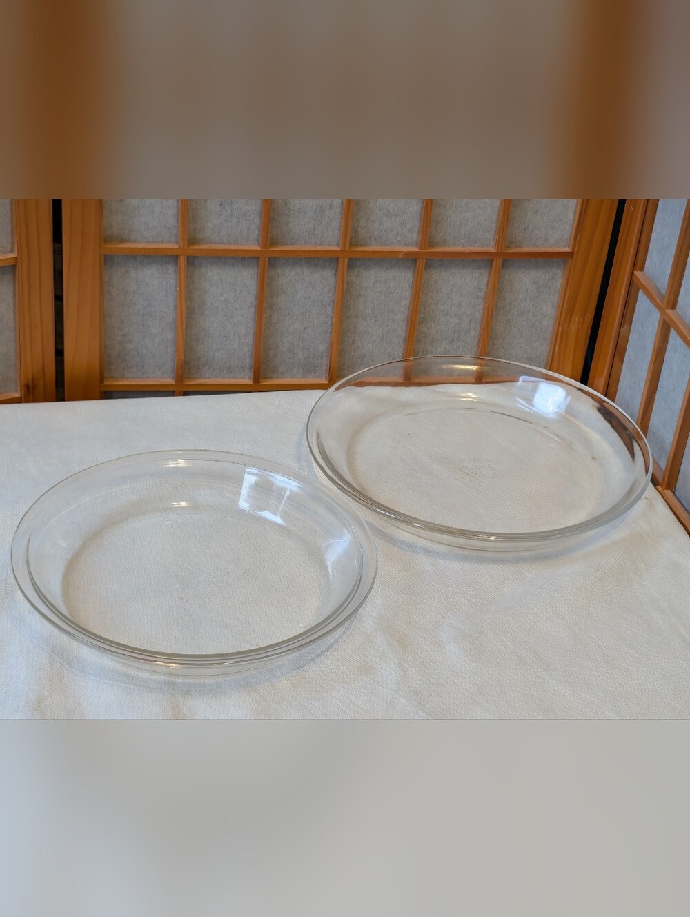 Vintage PYREX 9" & Anchor Hocking 10" Clear Glass Pie Plates For Baking Serving